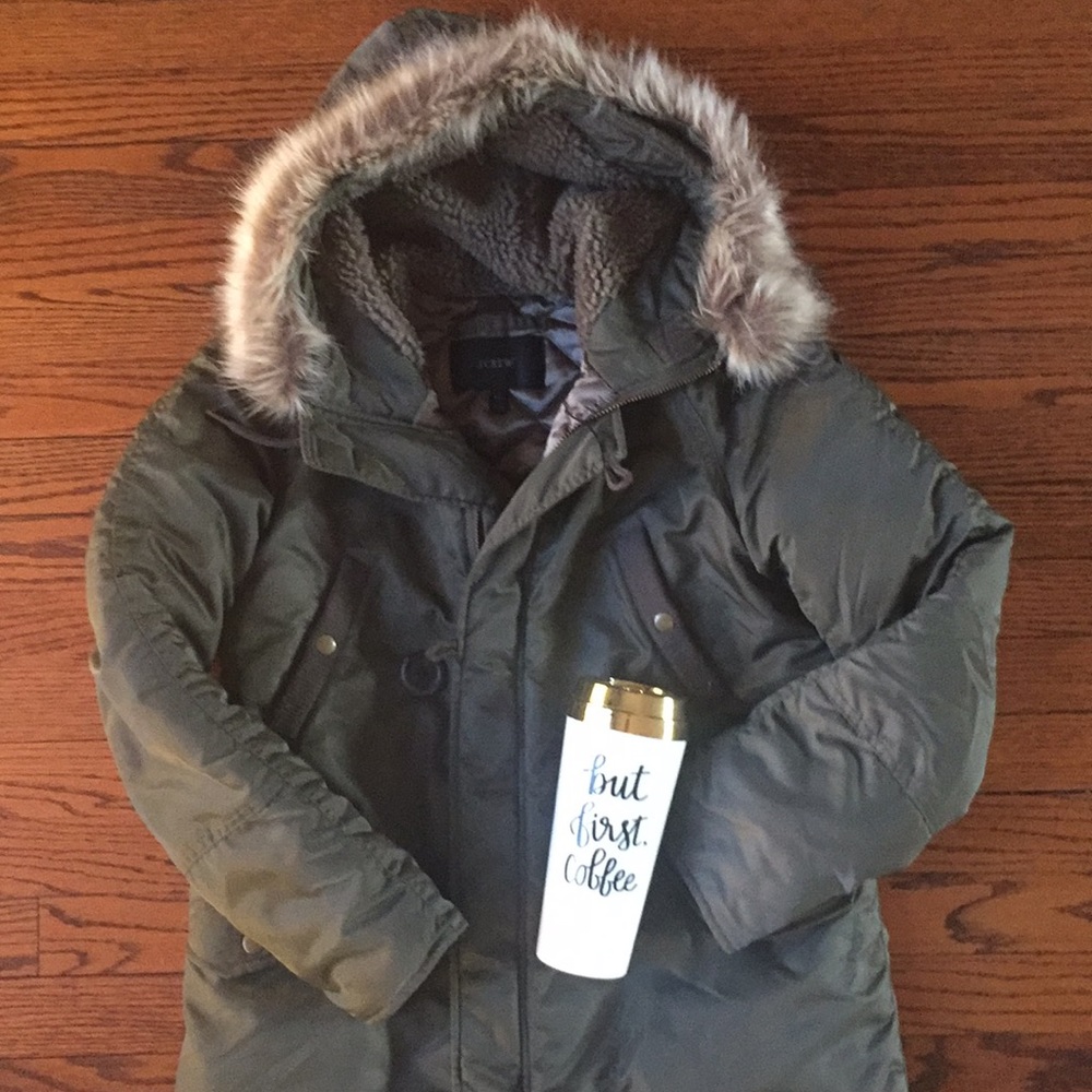 JCrew olive green super warm jacket